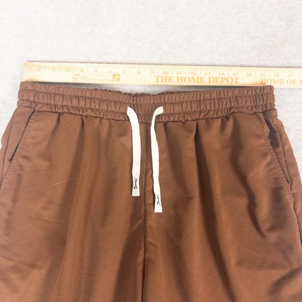 Mens Brown Mesh Athletic Gym Shorts XXL Elastic Waist Drawstring Pockets